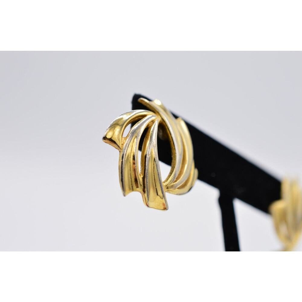 Givenchy Vintage Pierced Statement Earrings Gold Tone Signed 1980s AS IS BinAB - Picture 7 of 10